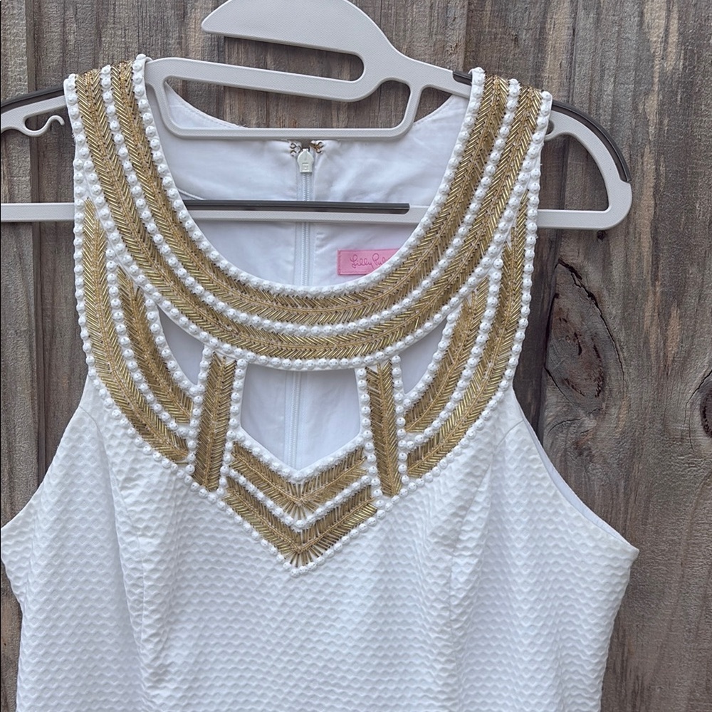 Lilly Pulitzer White and Gold Mini Dress
Laundered, perfect condition - Picture 6 of 16